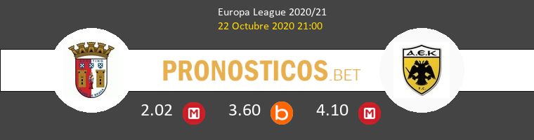 Sporting Braga AEK Athens Pronostico 22/10/2020 1