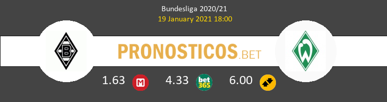 B. Mönchengladbach vs Werder Bremen Pronostico (19 Ene 2021) 1