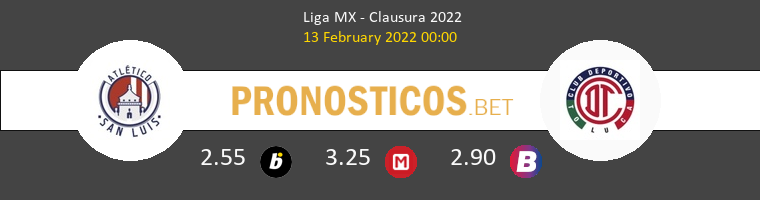 Atl. San Luis vs Toluca Pronostico (13 Feb 2022) 1