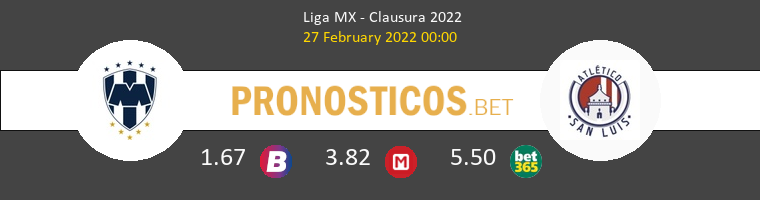Monterrey vs Atl. San Luis Pronostico (27 Feb 2022) 1