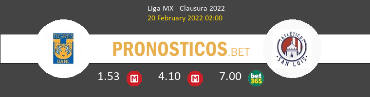 Tigres UANL vs Atl. San Luis Pronostico (20 Feb 2022) 1