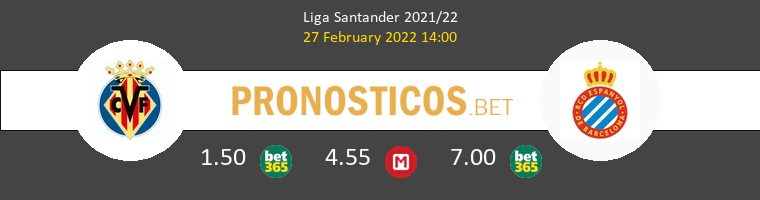 Villarreal vs Espanyol Pronostico (27 Feb 2022) 1