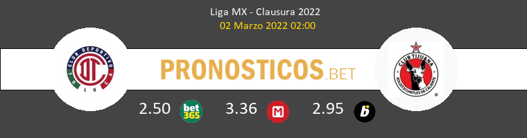 Toluca vs Tijuana Pronostico (2 Mar 2022) 1