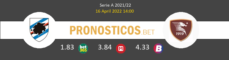Sampdoria vs Salernitana Pronostico (16 Abr 2022) 1