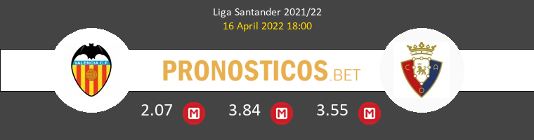 Valencia vs Osasuna Pronostico (16 Abr 2022) 1
