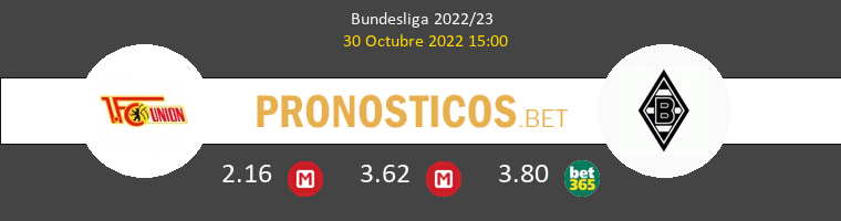 Union Berlin vs B. Mönchengladbach Pronostico (30 Oct 2022) 1