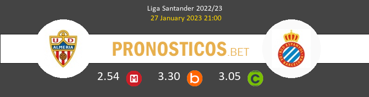 Almería vs Espanyol Pronostico (27 Ene 2023) 1