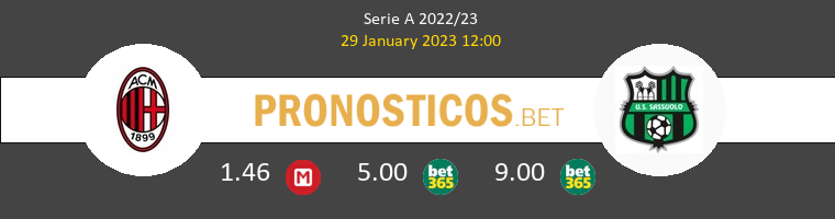 Milan vs Sassuolo Pronostico (29 Ene 2023) 1