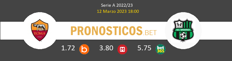Roma vs Sassuolo Pronostico (12 Mar 2023) 1