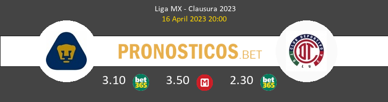 Pumas UNAM vs Toluca Pronostico (16 Abr 2023) 1