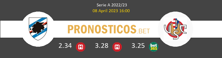 Sampdoria vs Cremonese Pronostico (8 Abr 2023) 1