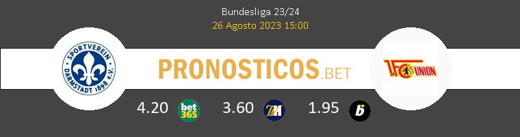 Darmstadt 98 vs Union Berlin Pronostico (26 Ago 2023) 1