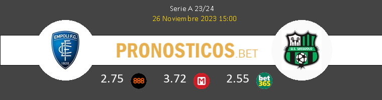 Empoli vs Sassuolo Pronostico (26 Nov 2023) 1