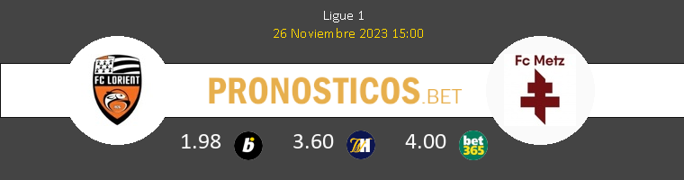 Lorient vs Metz Pronostico (26 Nov 2023) 1