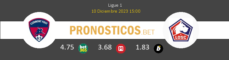 Clermont vs Lille Pronostico (10 Dic 2023) 1