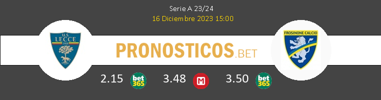 Lecce vs Frosinone Pronostico (16 Dic 2023) 1