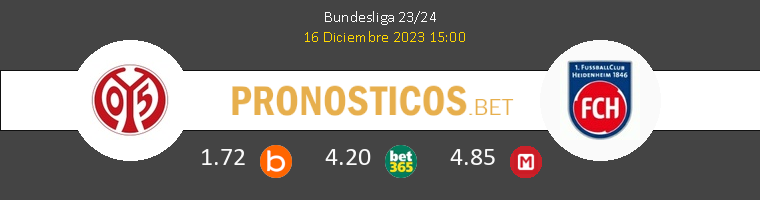 Mainz 05 vs Heidenheim Pronostico (16 Dic 2023) 1