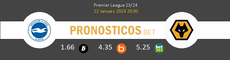 Brighton Hove Albion vs Wolverhampton Pronostico (22 Ene 2024) 1