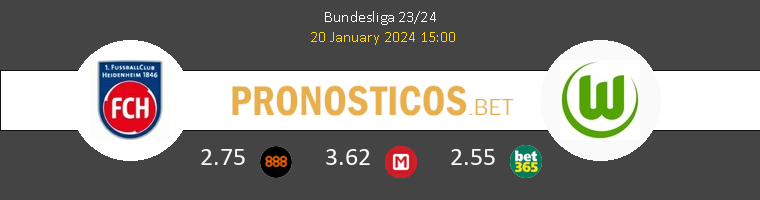 Heidenheim vs Wolfsburgo Pronostico (20 Ene 2024) 1