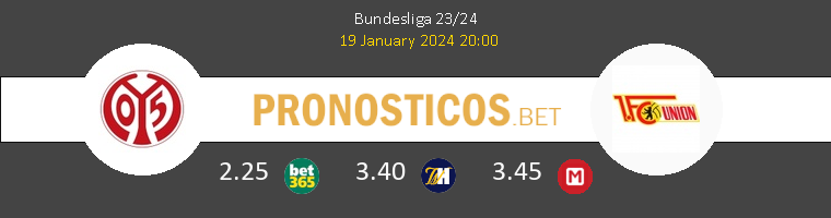 Mainz 05 vs Union Berlin Pronostico (19 Ene 2024) 1