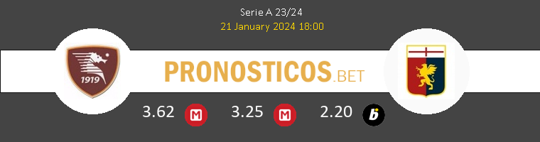 Salernitana vs Genova Pronostico (21 Ene 2024) 1