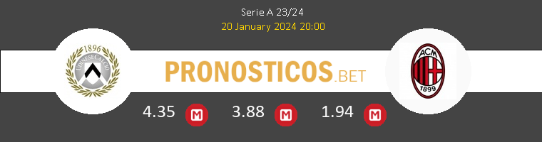 Udinese vs AC Milan Pronostico (20 Ene 2024) 1