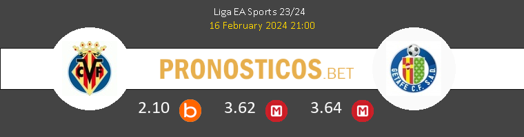 Villarreal vs Getafe Pronostico (16 Feb 2024) 1