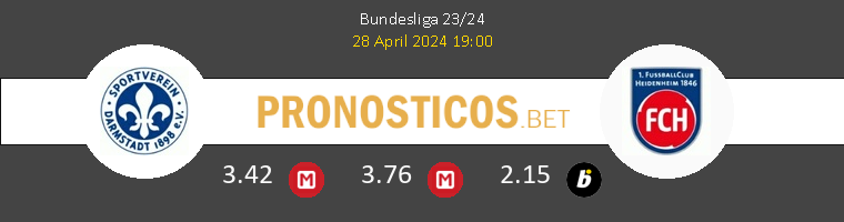 Darmstadt 98 vs Heidenheim Pronostico (28 Abr 2024) 1