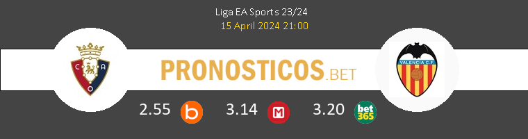 Osasuna vs Valencia Pronostico (15 Abr 2024) 1