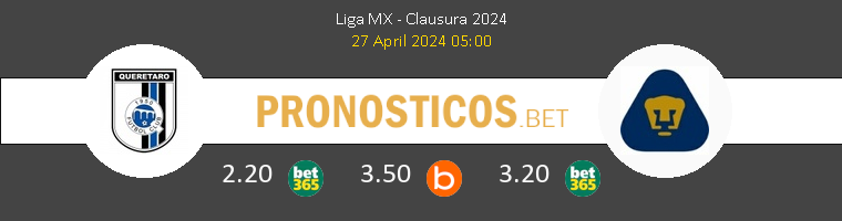 Querétaro vs Pumas UNAM Pronostico (27 Abr 2024) 1
