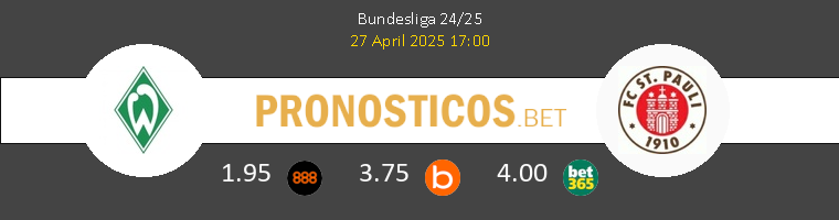 Werder Bremen vs FC St Pauli Pronostico (27 Abr 2025) 1 Werder Bremen vs FC St Pauli Pronostico (27 Abr 2025) 1