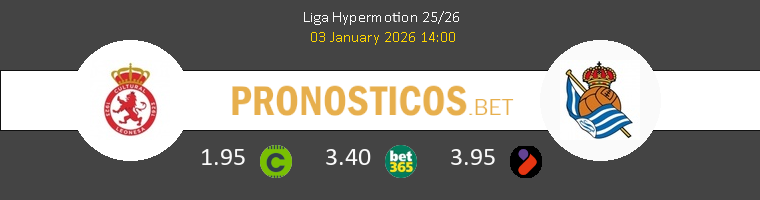 Cultural Leonesa vs R. Sociedad B Pronostico (3 Ene 2026) 1