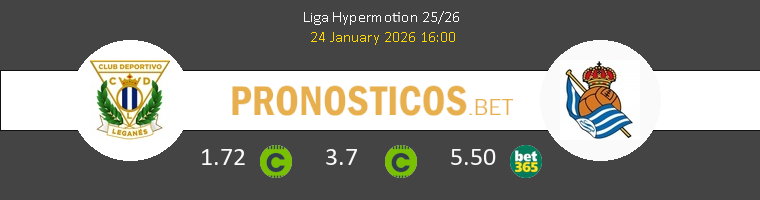 Leganés vs R. Sociedad B Pronostico (24 Ene 2026) 1