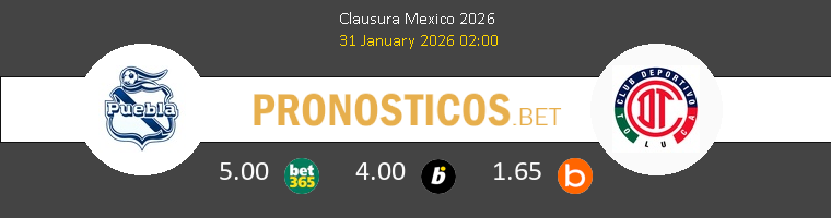 Puebla vs Toluca Pronostico (31 Ene 2026) 1 Puebla vs Toluca Pronostico (31 Ene 2026) 1