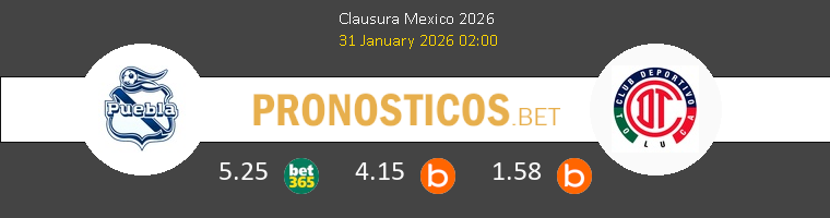 Puebla vs Toluca Pronostico (31 Ene 2026) 1 Puebla vs Toluca Pronostico (31 Ene 2026) 1