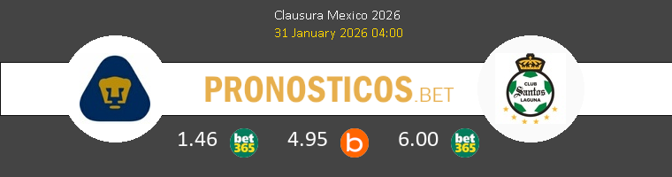 Pumas UNAM vs Santos Laguna Pronostico (31 Ene 2026) 1 Pumas UNAM vs Santos Laguna Pronostico (31 Ene 2026) 1