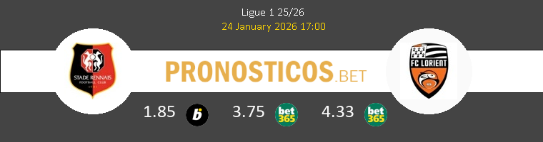 Stade Rennais vs Lorient Pronostico (24 Ene 2026) 1