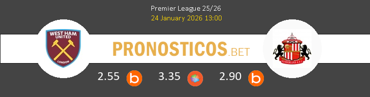 West Ham vs Sunderland Pronostico (24 Ene 2026) 1