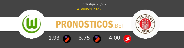 Wolfsburgo vs FC St Pauli Pronostico (14 Ene 2026) 1