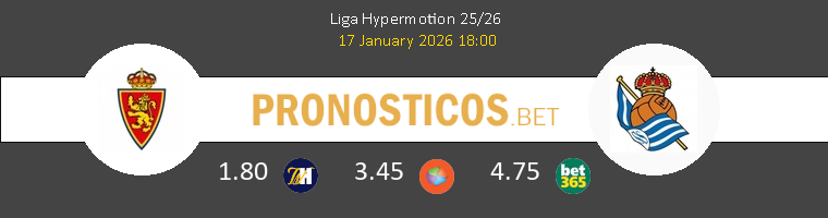 Zaragoza vs R. Sociedad B Pronostico (17 Ene 2026) 1