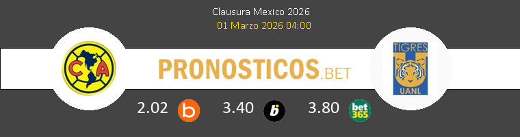 América vs Tigres UANL Pronostico (1 Mar 2026) 1