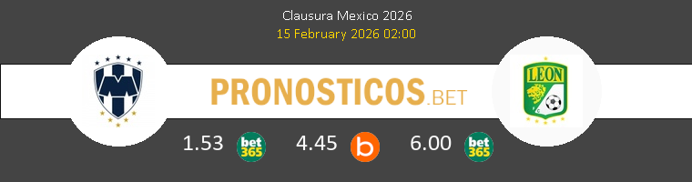 Monterrey vs León Pronostico (15 Feb 2026) 1