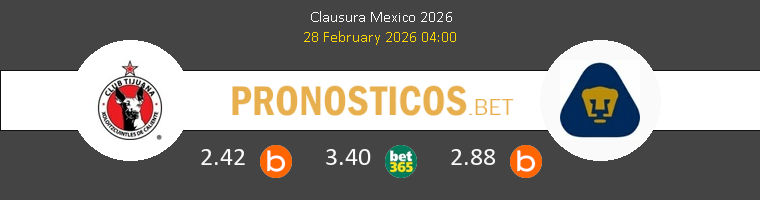 Tijuana vs Pumas UNAM Pronostico (28 Feb 2026) 1