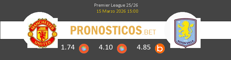 Manchester United vs Aston Villa Pronostico (15 Mar 2026) 1