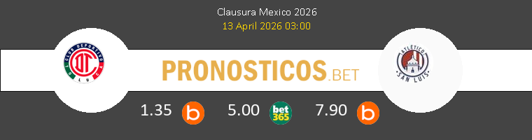 Toluca vs Atl. San Luis Pronostico (13 Abr 2026) 1