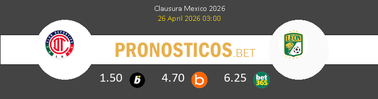 Toluca vs León Pronostico (26 Abr 2026) 1